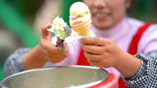 实拍夏日夏天手工冰淇淋