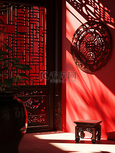 中国红喜庆背景背景图片_中国红建筑背景风格