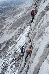 冬季冒险家攀登高山的图片49