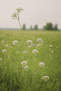春天开着白色小花的绿色草地图32照片