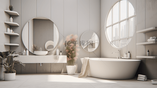 矢量洗漱池背景图片_3D立体温馨浴室室内设计图片背景图2