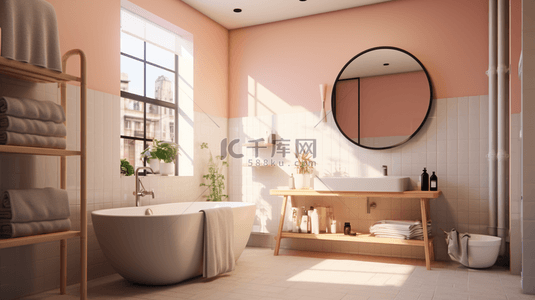 浴室背景图片_3D立体温馨浴室室内设计图片背景图10