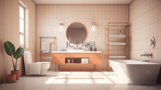 3D立体温馨浴室室内设计图片背景图19