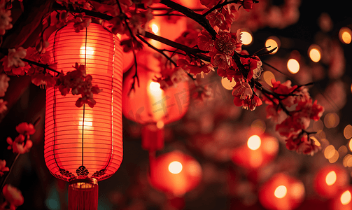 红色中国风新年摄影照片_中国红春节红灯笼