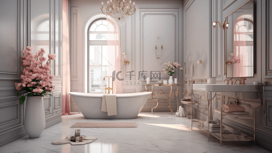 洗漱背景图片_3D立体温馨浴室室内设计图片背景图9
