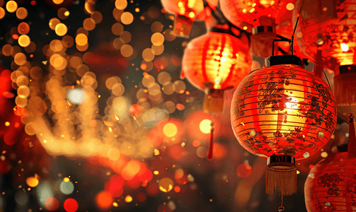 中国红春节红灯笼
