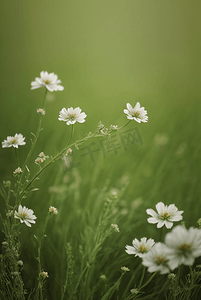 草地1摄影照片_春天开着白色小花的绿色草地图1高清图片