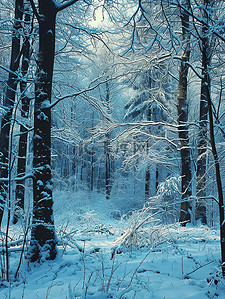冬天的森林雪覆盖的树枝设计