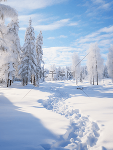 冬季植物图背景图片_冬季蓝色自然风光大雪纷飞唯美背景图15