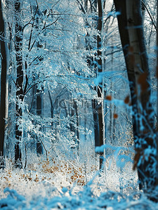 冬天的森林雪覆盖的树枝设计图