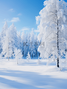 冬季蓝色自然风光大雪纷飞唯美背景图17