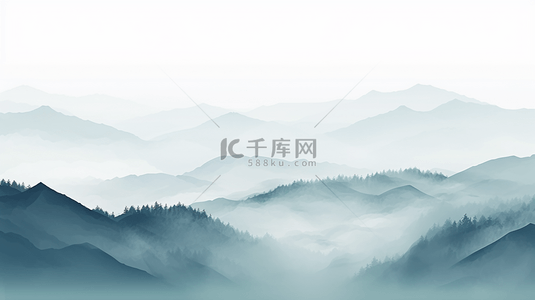 中式背景图片_水墨感连绵起伏群山插画5设计图
