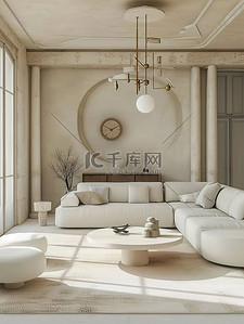 奶白色背景图片_奶白色的客厅家居装饰素材