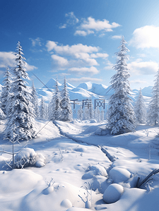冬季蓝色自然风光大雪纷飞唯美背景图7