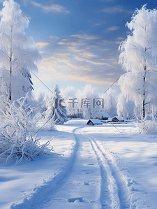 冬季蓝色自然风光大雪纷飞唯美背景图9