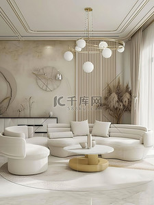 奶白色的客厅家居装饰背景图
