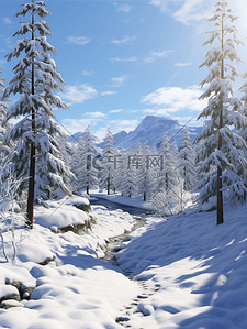 蓝色清爽背景图片_冬季蓝色自然风光大雪纷飞唯美背景图8