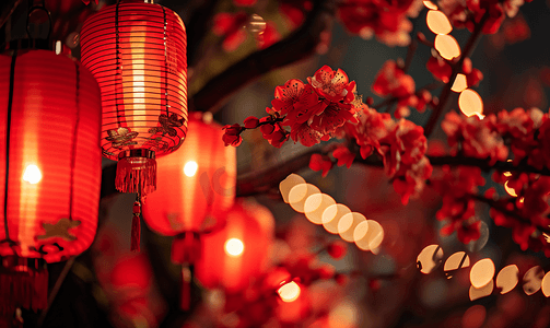 中国红春节红灯笼