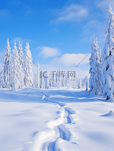 冬季蓝色自然风光大雪纷飞唯美背景图5