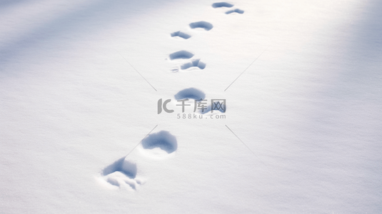 冬天雪地里的脚印背景图