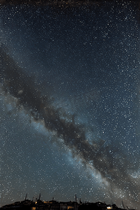 夜晚浩瀚的蓝色星空摄影图433