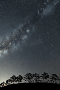 夜晚浩瀚的蓝色星空摄影图421