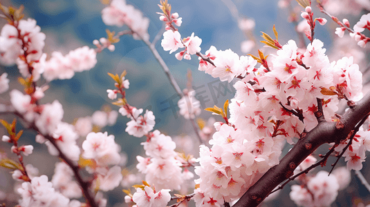 春季粉色桃花开花特写