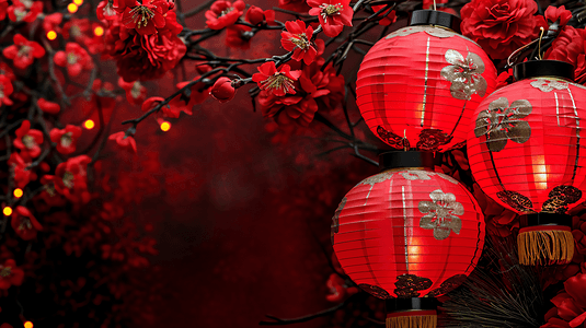 红色主题风摄影照片_春节红灯笼主题背景
