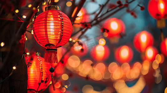 红色中国风新年摄影照片_春节红灯笼主题背景
