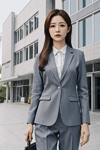 站在商务楼前的职场年轻女性肖像图9高清摄影图