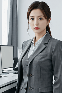 商务 职场 职业 年轻 女性 女人 办公室 制服 西装 肖像 画像 头像 AI AI作品 AIGC AI绘画高清图片