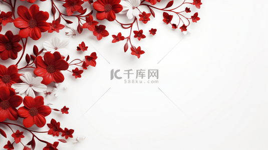 中国风立体红背景图片_中国风立体红色花朵背景图5
