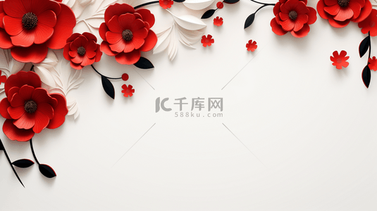红色花朵中国风背景图片_中国风立体红色花朵背景图10