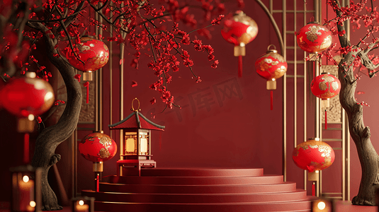 春节喜庆红色装饰背景7