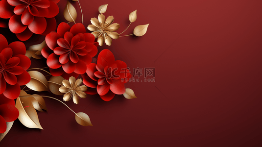 商务背景图片_大红色底色带花朵大气高端商务背景图16