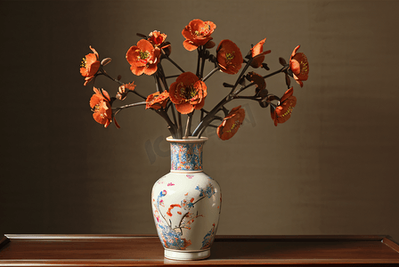 复古陶瓷花瓶插花图片4