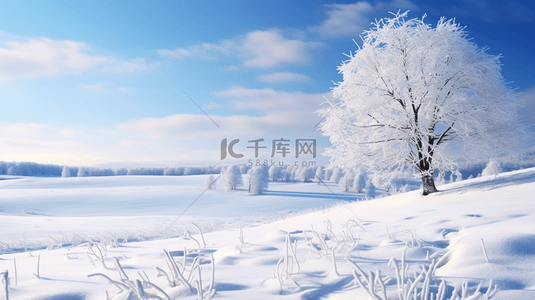 大气蓝色唯美背景图片_冬季雪景蓝色唯美简约背景图11