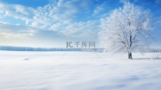 大气蓝色唯美背景图片_冬季雪景蓝色唯美简约背景图2