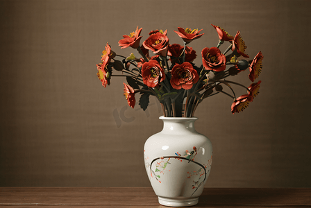 中国风陶瓷花瓶插花图片9