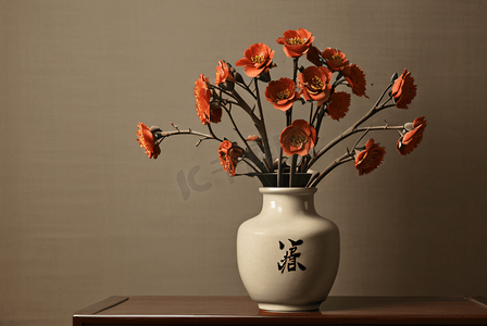 复古中国风陶瓷花瓶插花照片1