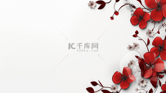 中国风立体红色花朵背景图15