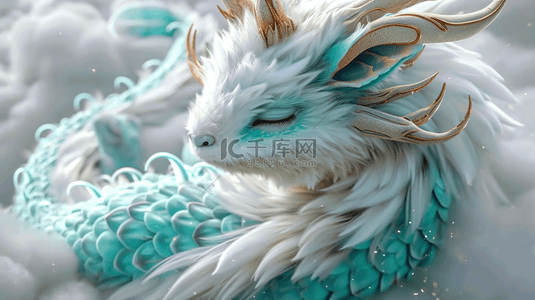 龙的艺术图背景图片_中国传统绿色龙在白云飞翔的背景图24