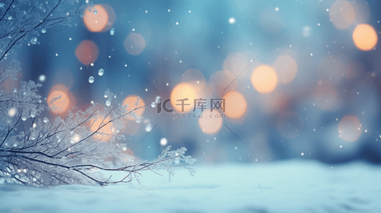 大气冬季背景图片_冬季蓝色雪景唯美背景图3