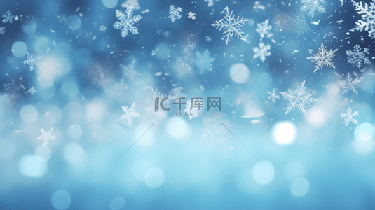 冬季蓝色雪花雪景简约背景图10