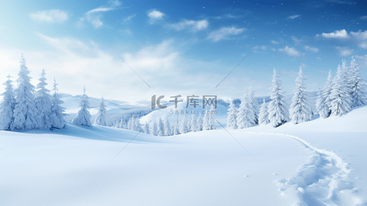 大气冬季背景图片_冬季雪景蓝色唯美简约背景图22