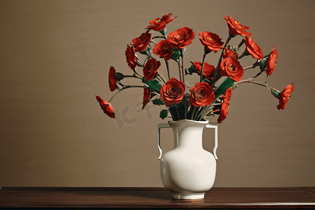 中国风花瓶里的花朵摄影图1