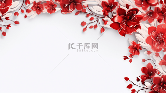 中国风立体红色花朵背景图21