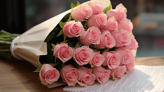 情人节一束粉色的玫瑰花素材