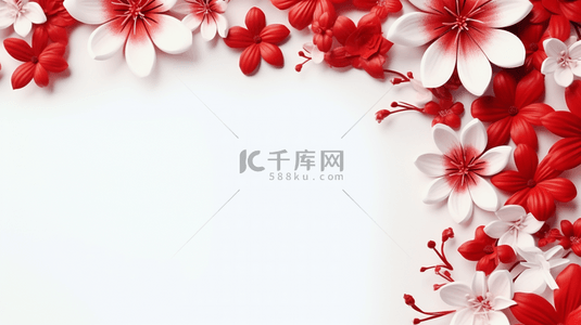 中国风立体红色花朵背景图2