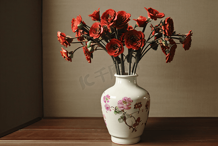 复古陶瓷花瓶插花图片9